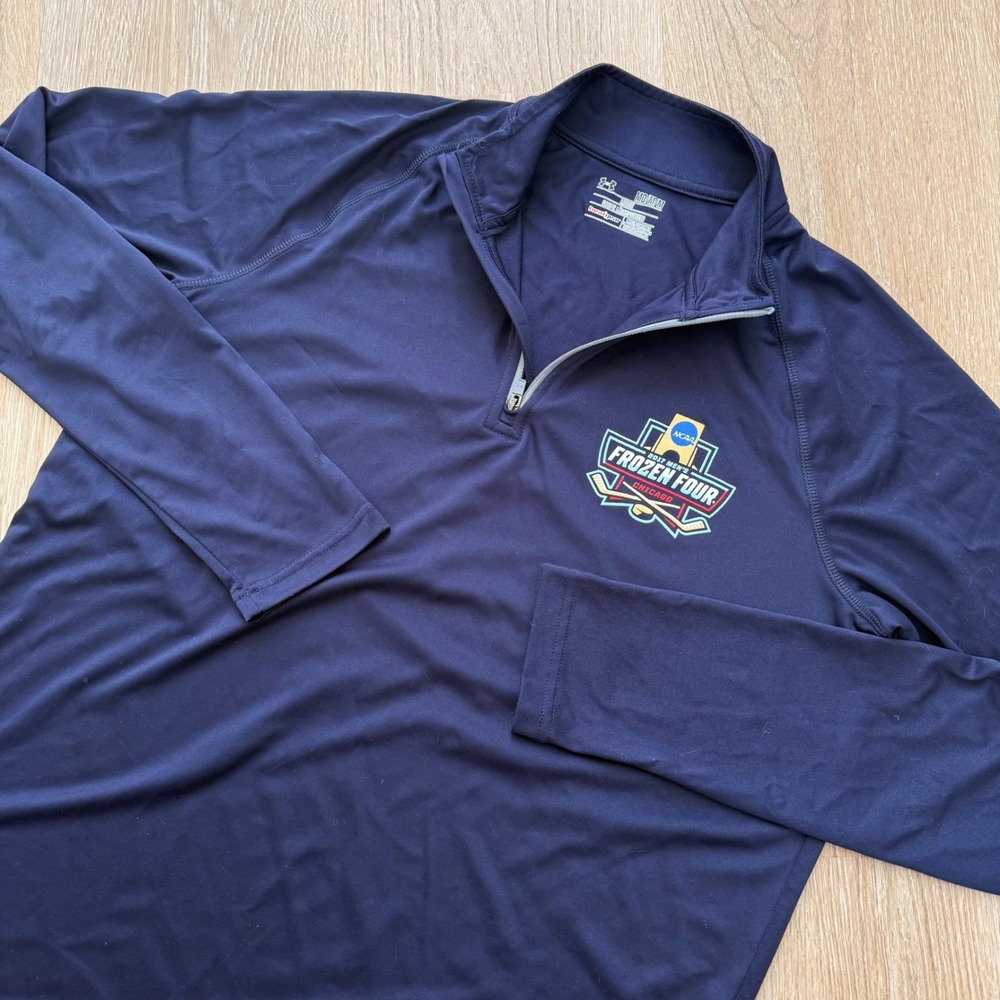 Under Armour HeatGear Frozen Four 2017 Pullover Mens Medium Navy 1/4 Zip Hockey